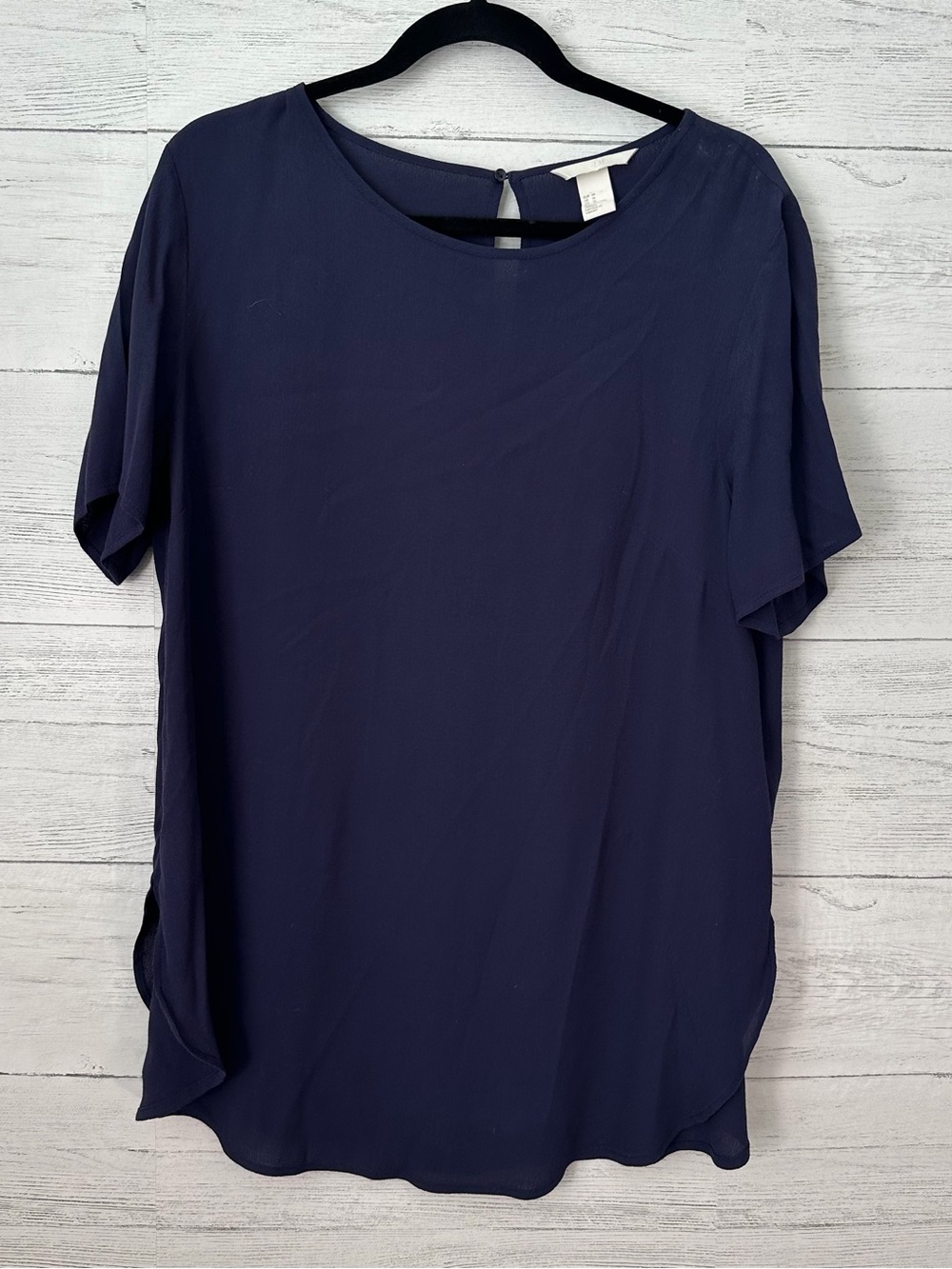 H&M Classic Navy Short-Sleeve Blouse size 14